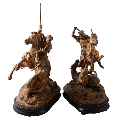 Lot 113 - Pair of Victorian gilt spelter sculptural groups