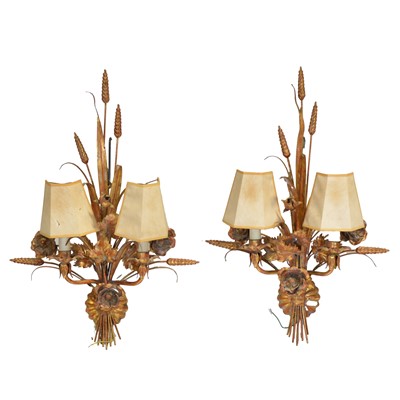 Lot 148 - Pair of modern twin-light wall lights