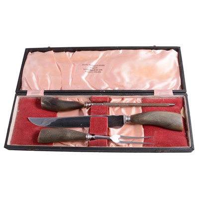 Lot 157 - Buffalo horn carving set.