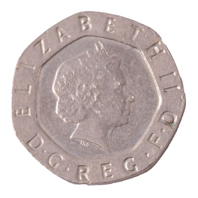 Lot 278 - Undated Elizabeth II 20p coin.
