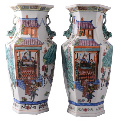 Lot 3 - Pair of Chinese Famille verte vases, 20th century