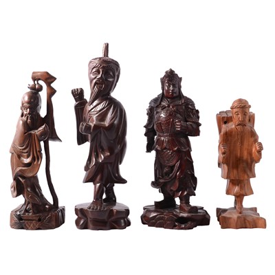Lot 101 - Group of carved Chinese figures, and other carvings