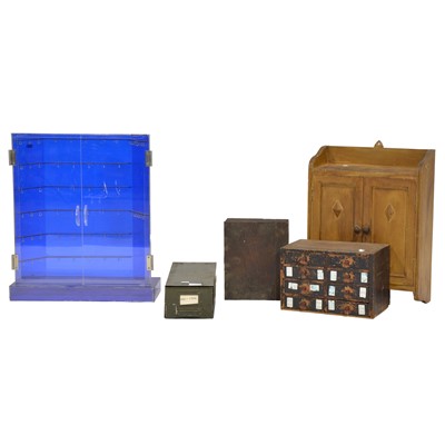 Lot 198 - Pine wall cupboard, etc.