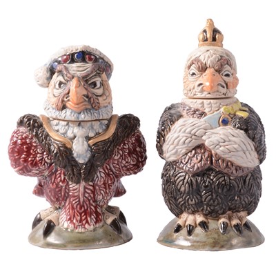 Lot 15 - Two Andrew Hull Burslem Pottery grotesque bird jars