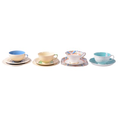 Lot 64 - Grosvenor trio, Grays trio, Susie Cooper trio and Susie Cooper cup and saucer
