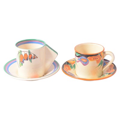 Lot 3 - Two Clarice Cliff coffee cans and saucers