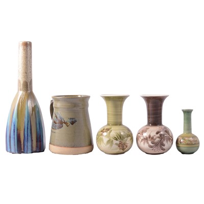 Lot 76 - Anita Harris pottery vase, pair of art pottery vases, Jersey pottery, etc.
