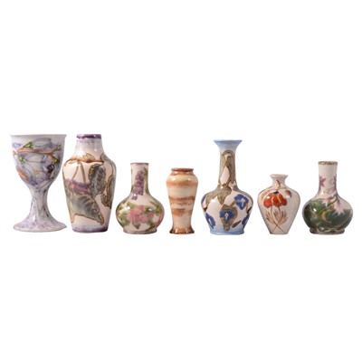 Lot 59 - Cobridge Stoneware goblet and six vases