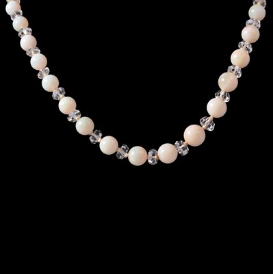 Lot 326 - A graduated opal bead and crystal necklace.