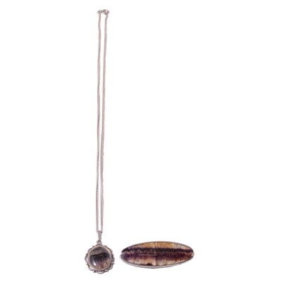 Lot 459 - A Blue John brooch and pendant.