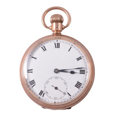 Lot 334 - A 9 carat yellow gold open face pocket watch.