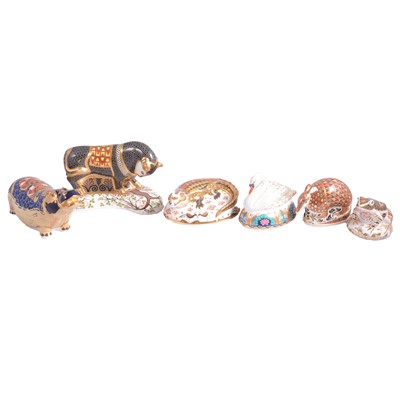 Lot 59 - Six Crown Derby animal paperweights