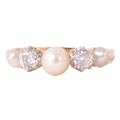 Lot 107 - A pearl and diamond ring.