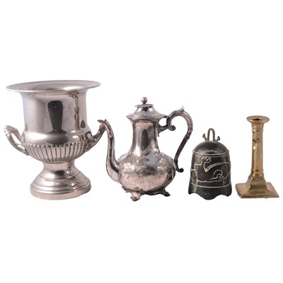 Lot 108 - Large box of silver plate and other metalware