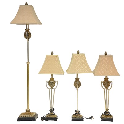 Lot 324 - Modern standard lamp and three matching table lamps
