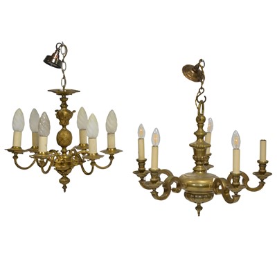 Lot 189 - Dutch style brass chandelier and one similar
