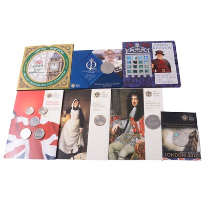 Lot 268 - Silver Proof £1 coin, £5 and £2 Brilliant Uncirculated coins, and annual coin collections.