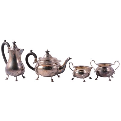 Lot 314 - Silver three piece tea set and a matched hot water jug