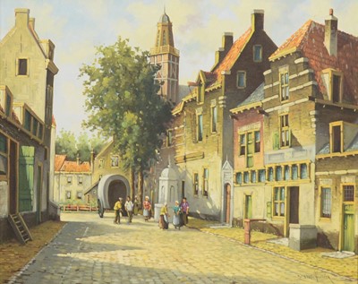 Lot 374 - Pieter Cornelius Steenhouwer, Dutch street scene