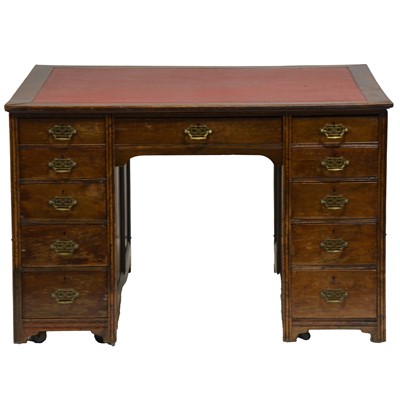 Lot 432 - Edwardian mahogany twin-pedestal desk