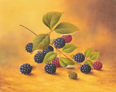Lot 362 - J F Smith, Still life of blackberries