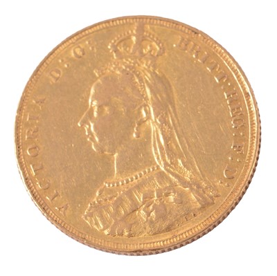 Lot 287 - A Gold Full Sovereign Coin, Victoria Jubilee Head 1887.