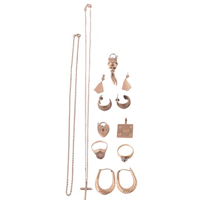 Lot 262 - Collection of gold and yellow metal jewellery.