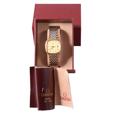 Lot 347 - Omega - a gentleman's De Ville quartz bi-colour bracelet wristwatch.