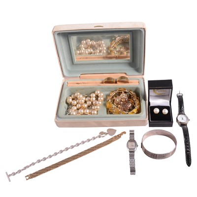 Lot 360 - Collection of silver jewellery, costume jewellery, and ladies' wristwatches.
