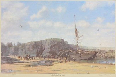 Lot 265 - John Chancellor, Working the big tides, print and other prints
