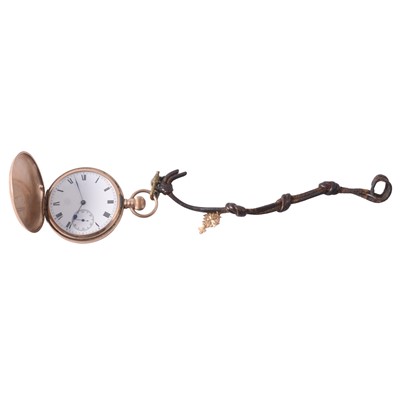 Lot 375 - A 9 carat yellow gold full hunter pocket watch.