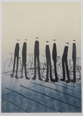 Lot 105 - Mackenzie Thorpe, Men with bikes
