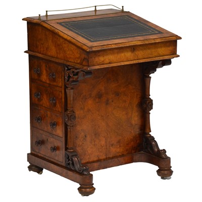 Lot 328 - Victorian walnut Davenport desk