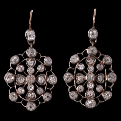 Lot 179 - A pair of rose cut diamond earrings.
