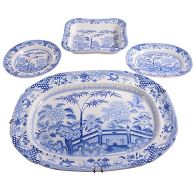 Lot 76 - Collection of Davenport Stone China 'Bamboo and Peony' pattern blue and white ware