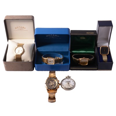 Lot 451 - Five gentlemen's wristwatches, and an Omega pocket watch.