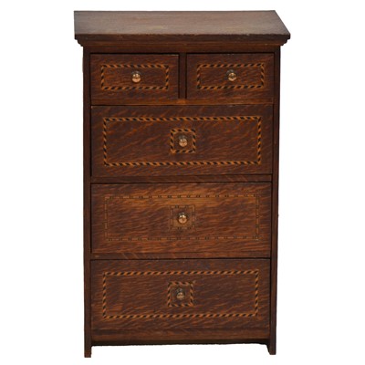 Lot 326 - Table top inlaid oak 'apprentice piece' chest of drawers