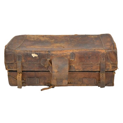 Lot 149 - Vintage stitched leather trunk suitcase