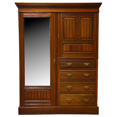 Lot 307 - Victorian walnut combination wardrobe