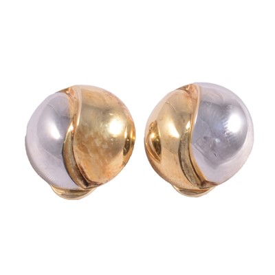Lot 295 - A pair of 9 carat yellow and white gold clip on earrings..