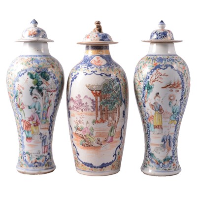 Lot 30 - Pair of Chinese famille rose covered vases and one other