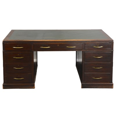 Lot 465 - Large mahogany twin-pedestal desk