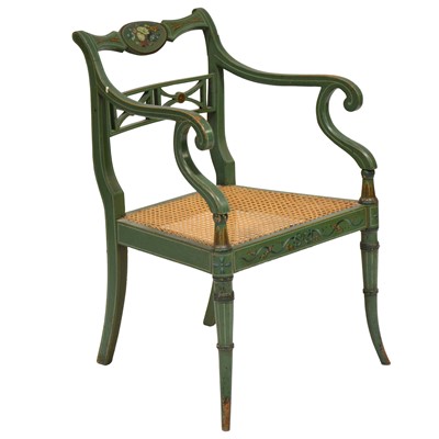 Lot 412 - Regency painted elbow chair