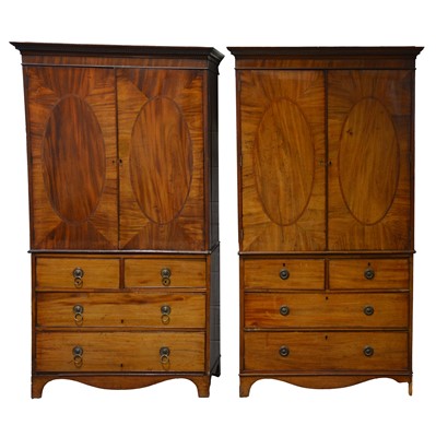 Lot 406 - Pair of late Georgian mahogany linen-press