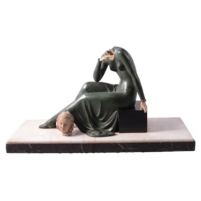 Lot 184 - French Art Deco sculpture, Seated Female