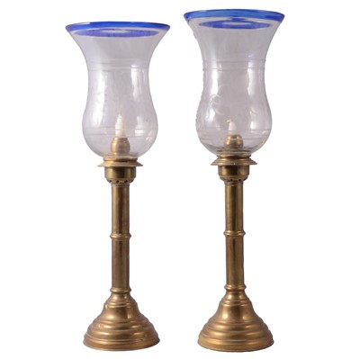 Lot 131 - Near pair of Continental brass candlesticks