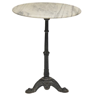 Lot 411 - Cast iron pedestal table with circular marble top