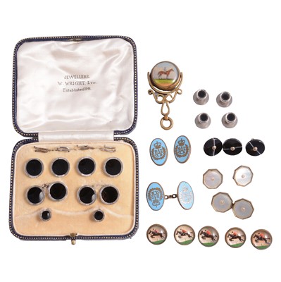 Lot 330 - A cased set of dress studs and cufflinks, other loose studs.