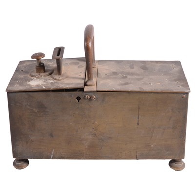 Lot 128 - Brass honesty tobacco box.