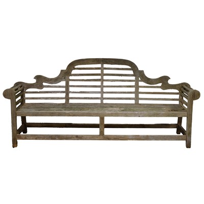 Lot 282 - Large teak garden bench, Lutyens model